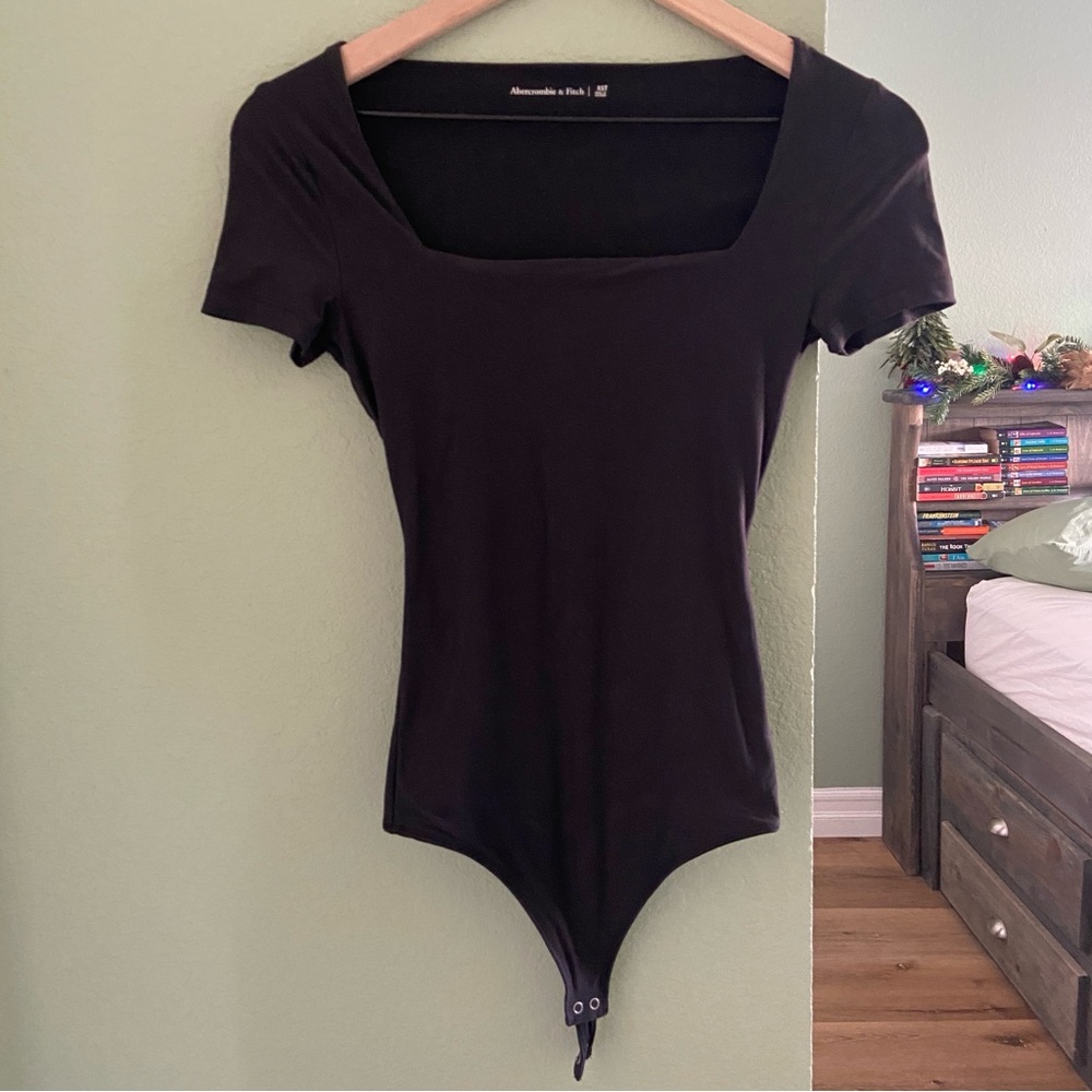 Abercrombie Soft Matte Seamless Squareneck Bodysuit ~ Black ~ Size XS Tall